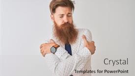  Presentation with confident love - Amazing slides having young redhead irish businessman standing over isolated white background hugging oneself happy and positive smiling confident self love and self care backdrop and a light gray colored foreground