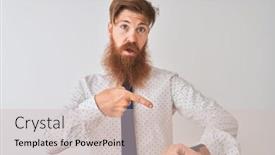  Presentation with irish - Beautiful PPT theme featuring young redhead irish businessman standing over isolated white background in hurry pointing to watch time impatience upset and angry for deadline delay backdrop and a soft green colored foreground