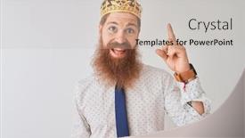  Presentation with king crown - Theme featuring young redhead irish businessman wearing crown king over isolated white background pointing finger up with successful idea exited and happy number one background and a soft green colored foreground