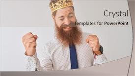  Presentation with king crown - Colorful PPT theme enhanced with young redhead irish businessman wearing crown king over isolated white background very happy and excited doing winner gesture with arms raised smiling and screaming for success celebration concept backdrop and a coral colored foreground