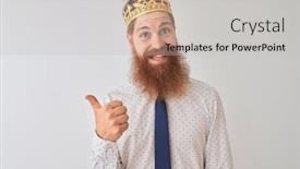  Presentation with king crown - Colorful presentation theme enhanced with young-redhead-irish-businessman-wearing backdrop and a soft green colored foreground