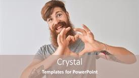  Presentation with irish - Audience pleasing slide set consisting of young redhead irish man wearing t-shirt standing over isolated grey background smiling in love showing heart symbol and shape with hands romantic concept backdrop and a coral colored foreground