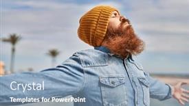  Presentation with breathing - PPT theme having young-redhead-man-breathing background and a light blue colored foreground