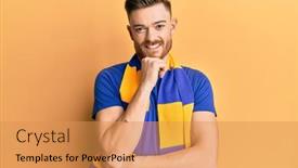  Presentation with hooligan - Audience pleasing theme consisting of young-redhead-man-football-hooligan backdrop and a yellow colored foreground