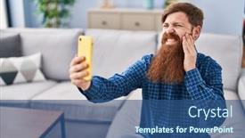 Presentation with teeth pain - Presentation enhanced with young-redhead-man-having-telemedicine background and a ocean colored foreground