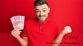  Presentation with victory - Beautiful theme featuring young-redhead-man-holding-100000 backdrop and a red colored foreground