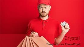  Presentation with clock countdown - Slide set featuring young-redhead-man-holding-delivery background and a red colored foreground