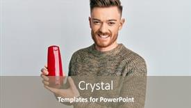  Presentation with shampoo - Colorful presentation theme enhanced with young-redhead-man-holding-shampoo backdrop and a gray colored foreground