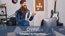  Presentation with tambourine - Slide deck enhanced with young-redhead-man-musician-singing background and a ocean colored foreground