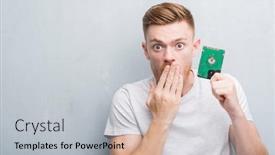  Presentation with grey - PPT theme having young-redhead-man-over-grey background and a light gray colored foreground