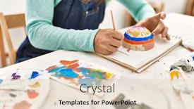  Presentation with pottery - Presentation having young-redhead-man-painting-clay background and a lemonade colored foreground