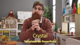  Presentation with speaking - PPT layouts consisting of young-redhead-man-preschool-teacher background and a tawny brown colored foreground