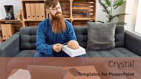  Presentation with psychology - PPT theme featuring young-redhead-man-psychology-having background and a coral colored foreground