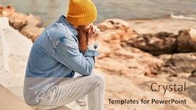  Presentation with man sitting bench - 