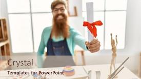  Presentation with confident - Theme enhanced with young-redhead-man-smiling-confident background and a  colored foreground