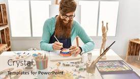  Presentation with pottery - Presentation design consisting of young-redhead-man-smiling-confident background and a lemonade colored foreground