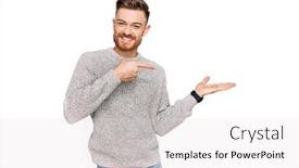  Presentation with finger - Colorful slide deck enhanced with young-redhead-man-wearing-casual backdrop and a white colored foreground