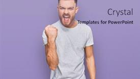  Presentation with young man wearing a hat - PPT layouts enhanced with young-redhead-man-wearing-casual background and a light blue colored foreground