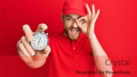  Presentation with clock countdown - Theme enhanced with young-redhead-man-wearing-delivery background and a red colored foreground