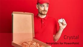  Presentation with clock countdown - Slide set consisting of young-redhead-man-wearing-delivery background and a red colored foreground