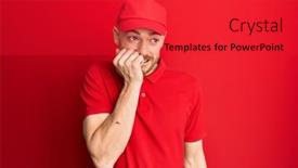  Presentation with anxiety - Slide set consisting of young-redhead-man-wearing-delivery background and a red colored foreground