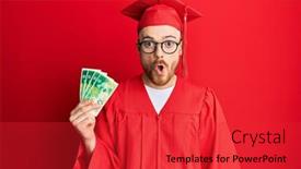  Presentation with graduation - Cool new theme with young-redhead-man-wearing-graduation backdrop and a red colored foreground