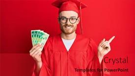  Presentation with graduation - Slides enhanced with young-redhead-man-wearing-graduation background and a red colored foreground