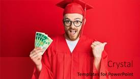  Presentation with graduation - Slide set consisting of young-redhead-man-wearing-graduation background and a red colored foreground