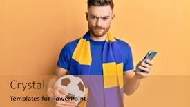  Presentation with hooligan - Amazing slide deck having young-redhead-man-wearing-hooligan backdrop and a gold colored foreground