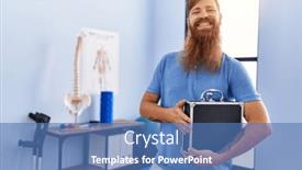  Presentation with physiotherapy - Slides consisting of young-redhead-man-wearing-physiotherapist background and a teal colored foreground