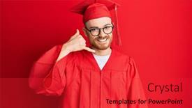  Presentation with red telephone - Beautiful slide deck featuring young-redhead-man-wearing-red backdrop and a red colored foreground
