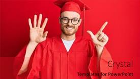  Presentation with ceremony - Audience pleasing PPT theme consisting of young-redhead-man-wearing-red backdrop and a red colored foreground