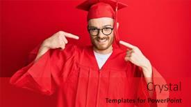 Presentation with ceremony - PPT theme with young-redhead-man-wearing-red background and a red colored foreground