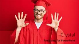  Presentation with ceremony - Presentation design having young-redhead-man-wearing-red background and a red colored foreground