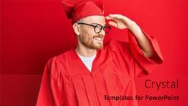  Presentation with ceremony - Presentation with young-redhead-man-wearing-red background and a red colored foreground