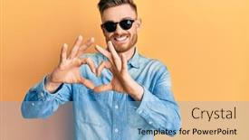  Presentation with romantic love - PPT layouts having young-redhead-man-wearing-stylish background and a light blue colored foreground