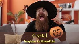  Presentation with wizard - Presentation theme having young-redhead-man-wearing-wizard background and a tawny brown colored foreground