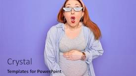  Presentation with pregnant woman - Colorful PPT layouts enhanced with young-redhead-pregnant-woman-expecting backdrop and a light blue colored foreground