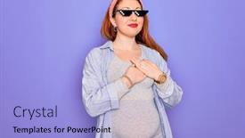  Presentation with chest - Presentation theme enhanced with young-redhead-pregnant-woman-expecting background and a light blue colored foreground