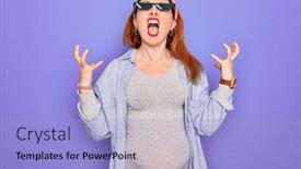  Presentation with pregnant woman in hospital - PPT theme with young-redhead-pregnant-woman-expecting background and a light blue colored foreground