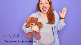  Presentation with baby smile - Cool new presentation design with young-redhead-pregnant-woman-expecting backdrop and a light blue colored foreground