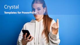  Presentation with music business - Theme having young-redhead-sportswoman-doing-sport background and a teal colored foreground