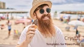  Presentation with man sitting bench - 