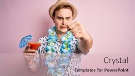  Presentation with hawaiian - Beautiful slide set featuring young-redhead-tourist-man backdrop and a lemonade colored foreground