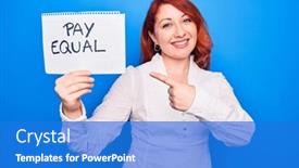  Presentation with equality - Slides enhanced with young-redhead-woman-asking background and a cobalt blue colored foreground