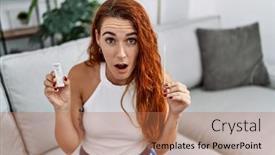  Presentation with nasal - Presentation consisting of young-redhead-woman-doing-coronavirus background and a coral colored foreground