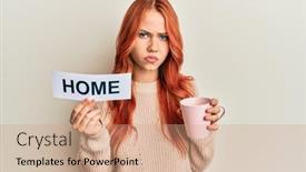  Presentation with drinking problem - Presentation theme enhanced with young-redhead-woman-drinking background and a coral colored foreground