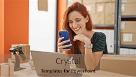  Presentation with gst ecommerce - Presentation enhanced with young-redhead-woman-ecommerce-business background and a coral colored foreground