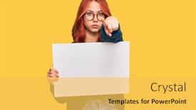  Presentation with christmas empty blank letter - Presentation design enhanced with young-redhead-woman-holding-blank background and a yellow colored foreground
