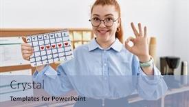  Presentation with heart disease and heartbeat symbol - Slides having young-redhead-woman-holding-heart background and a light blue colored foreground